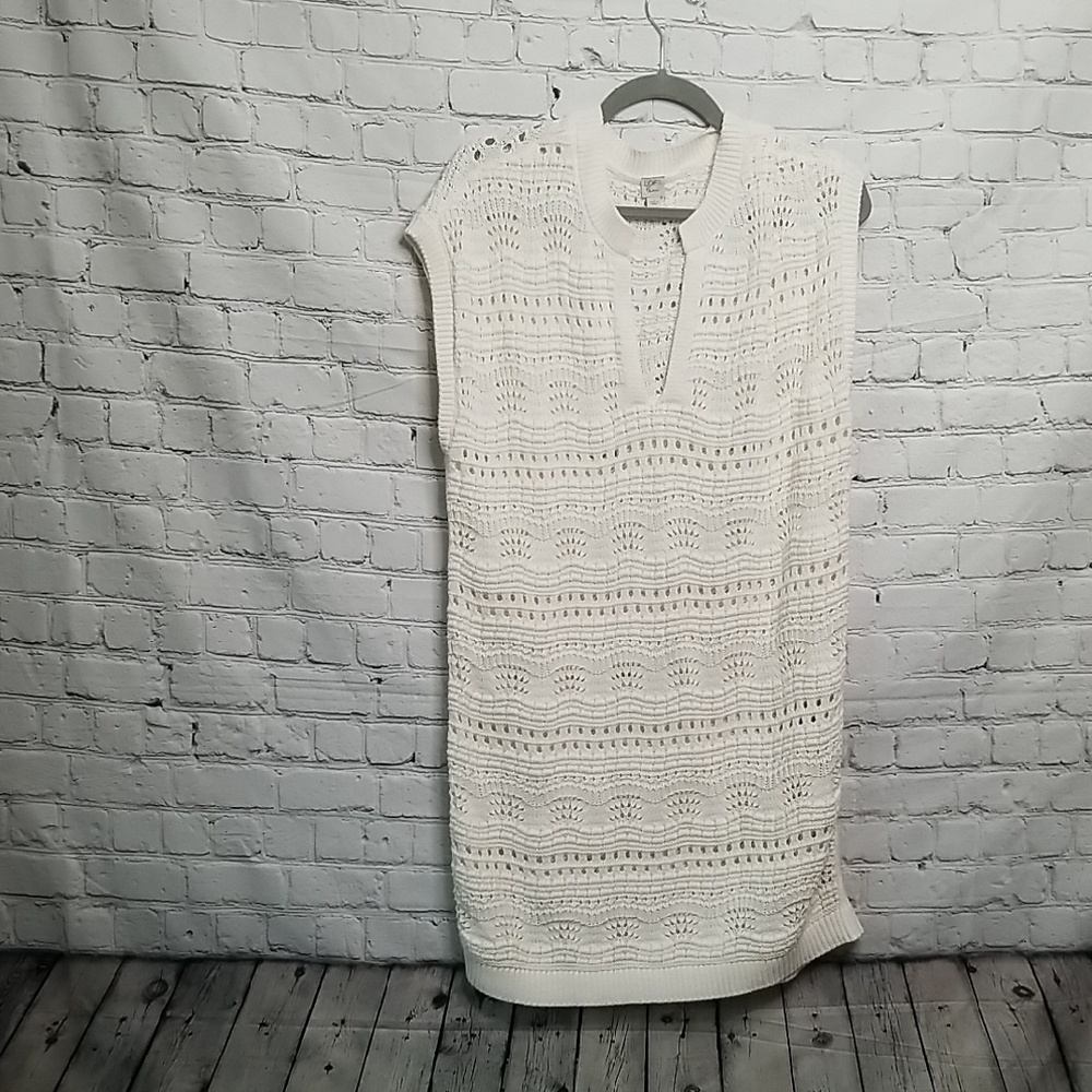 LOFT Women's Open Knit Sleeveless Beach/swim Coverall/sweater Size Small EUC